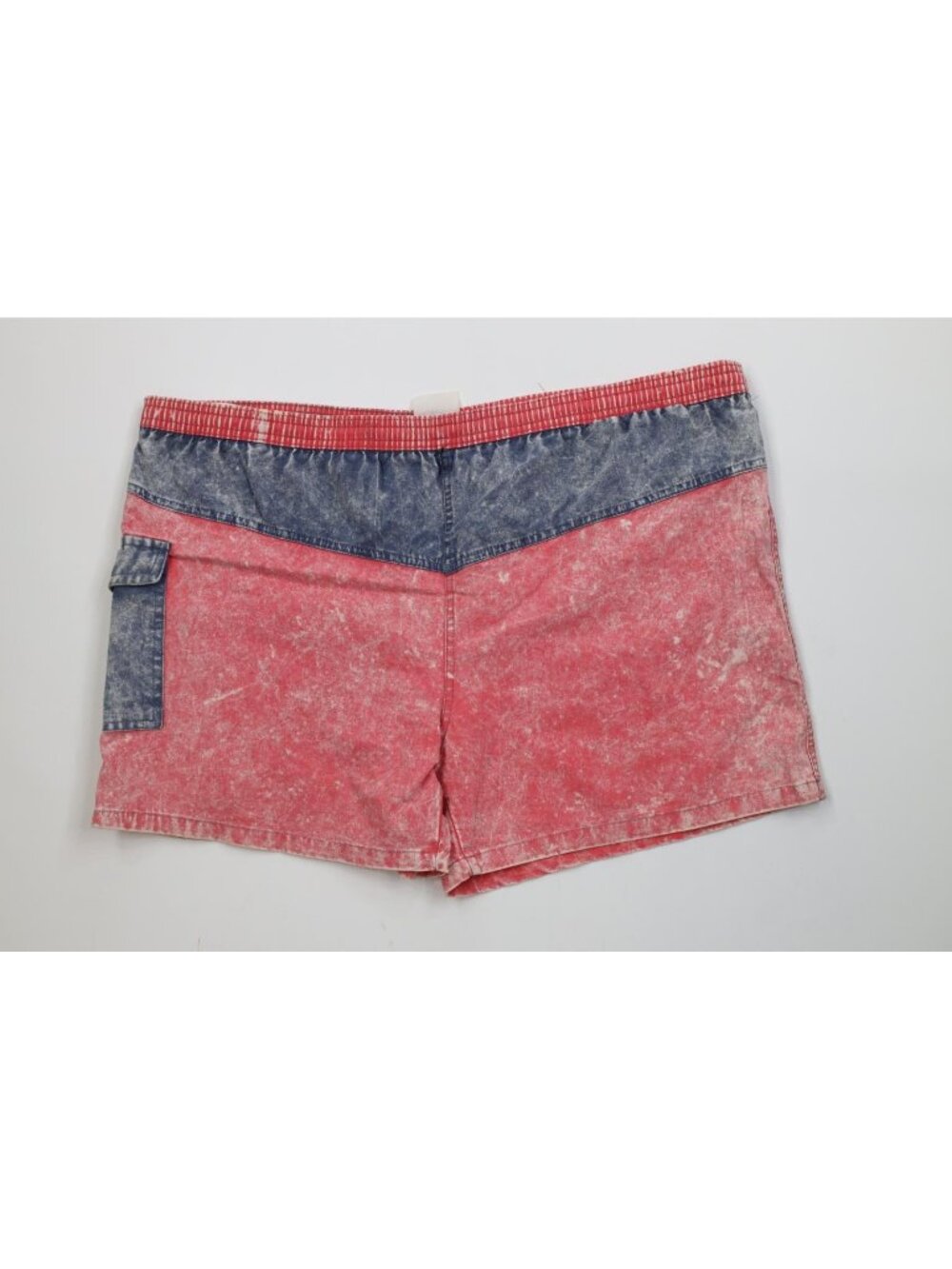 Vintage 90s Streetwear Mens XL Acid Wash Color Block Lined Shorts Swim Trunks
